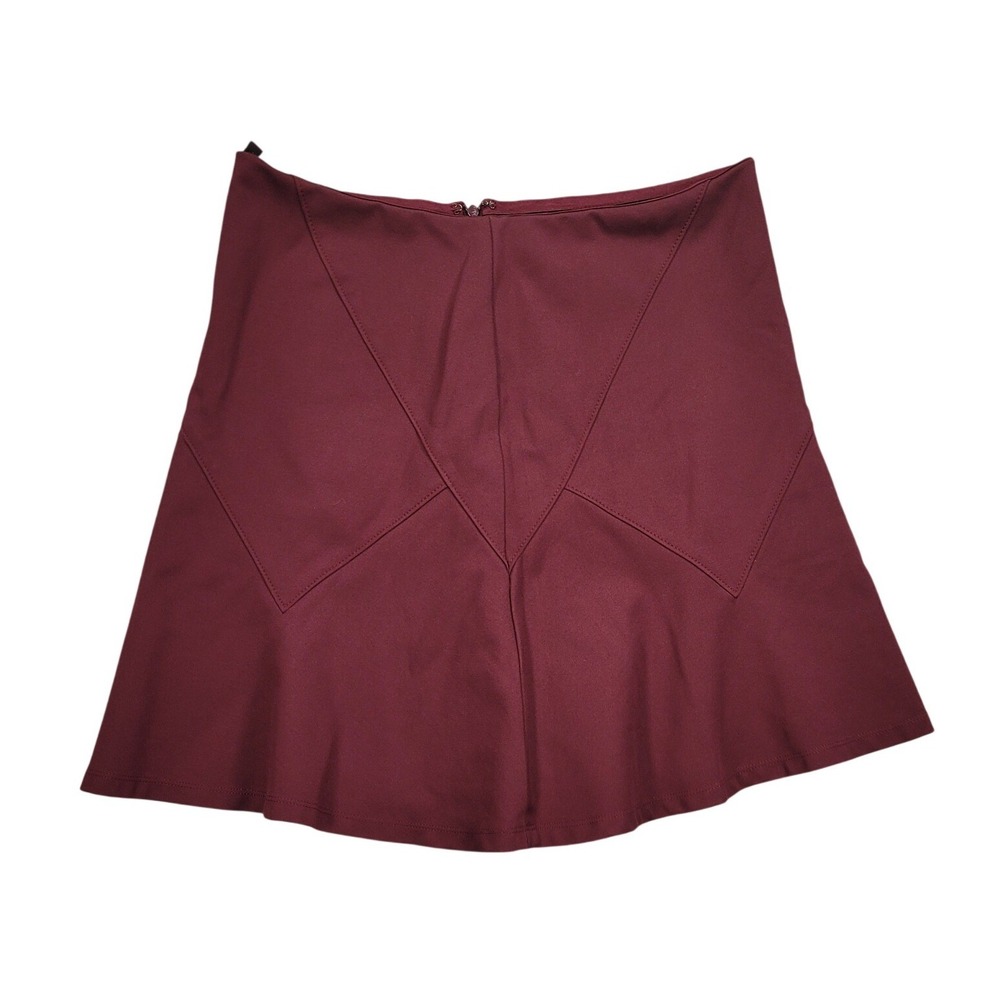 White House Black Market Burgundy Geometric Paneled Mini Skirt Size 8 Wine Red